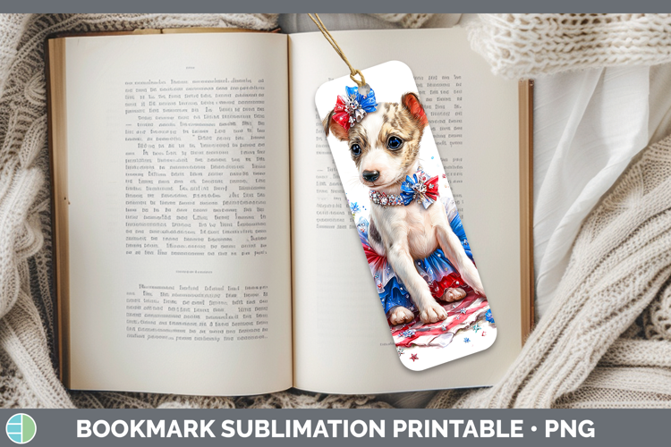 Dogs 03 Patriotic Whippet Bookmark Sublimation Printable Des
