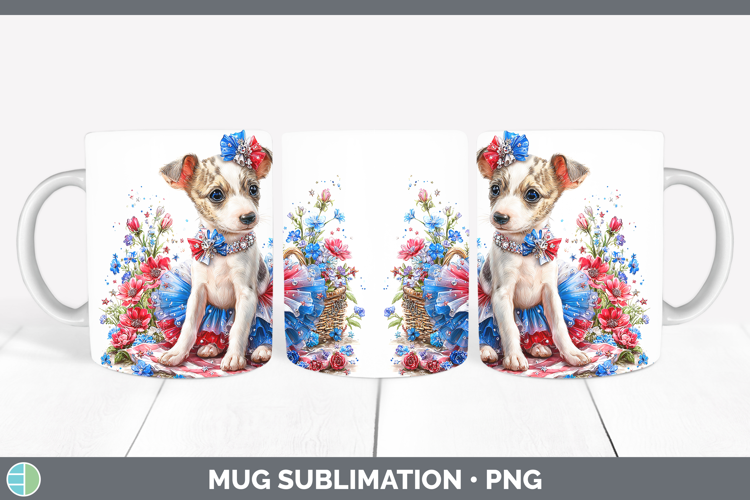 Dogs 03 Patriotic Whippet Mug Wrap Sublimation Coffee Cup De