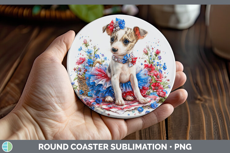 GorgeousDogs 03 Patriotic Round Coaster design.