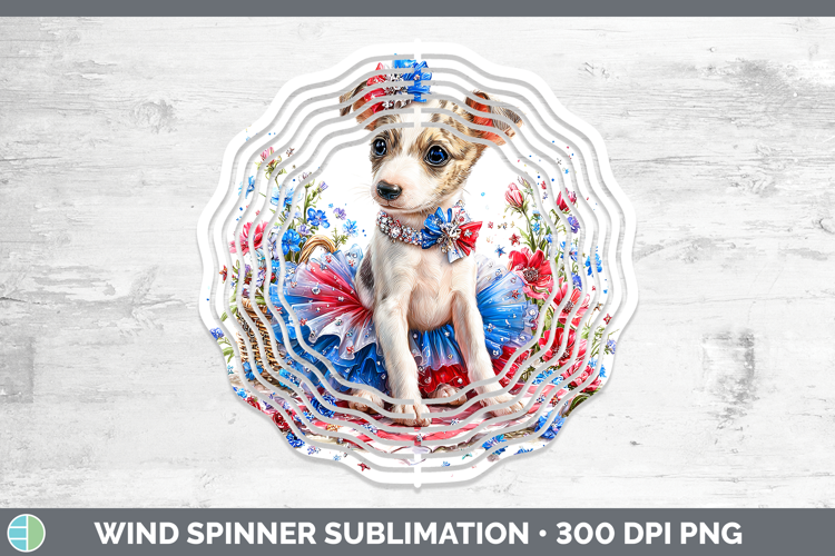 Dogs 03 Patriotic Whippet Wind Spinner Sublimation Spinner D