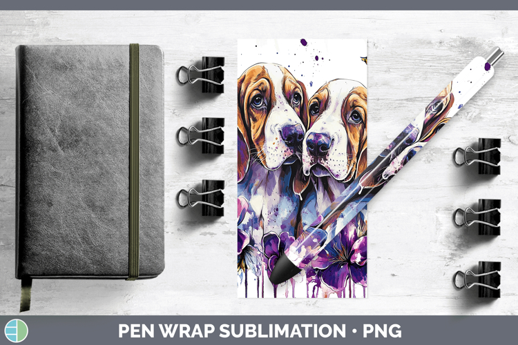 Dogs 03 Purple Drips Basset Hound Pen Wrap Sublimation Pen D