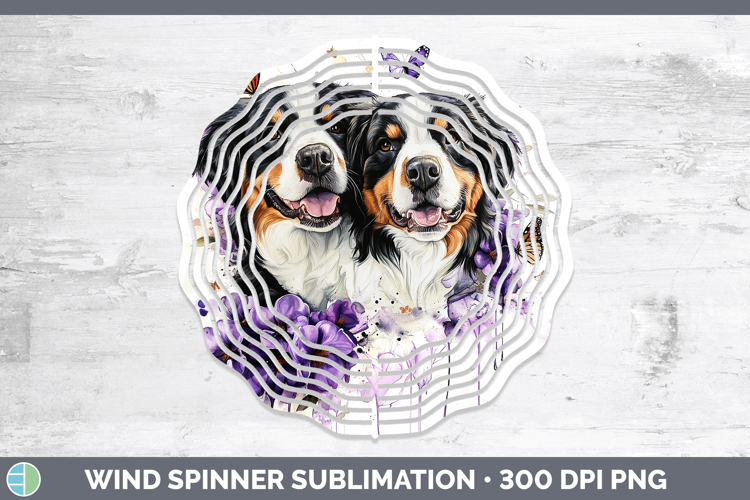 Dogs 03 Purple Drips Bernese Mountain Dog Wind Spinner Subli