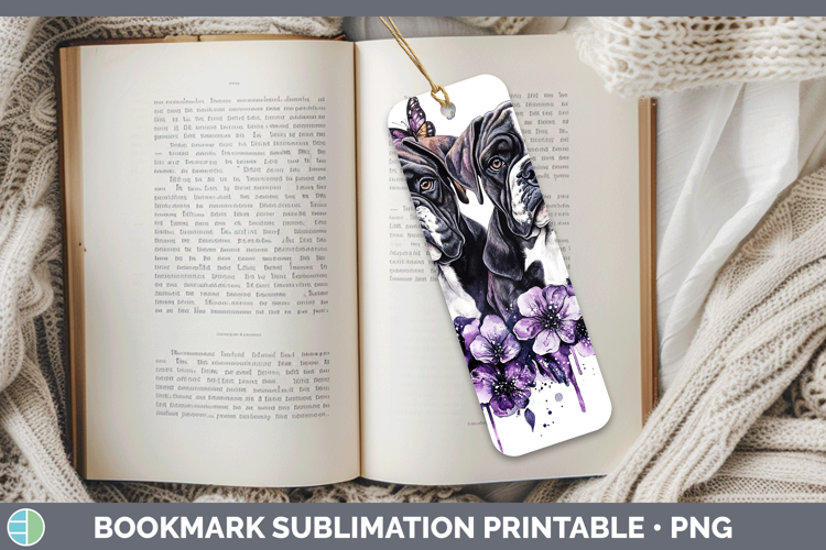 Dogs 03 Purple Drips Mastiff Bookmark Sublimation Printable