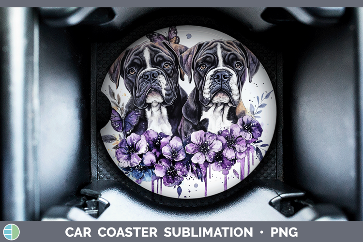 Dogs 03 Purple Drips Mastiff Car Coaster Sublimation Design