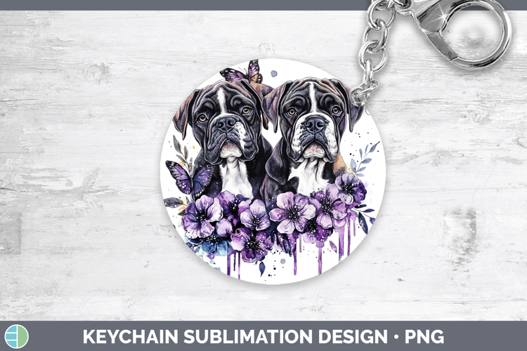 Dogs 03 Purple Drips Mastiff Keychain Sublimation Keyring De