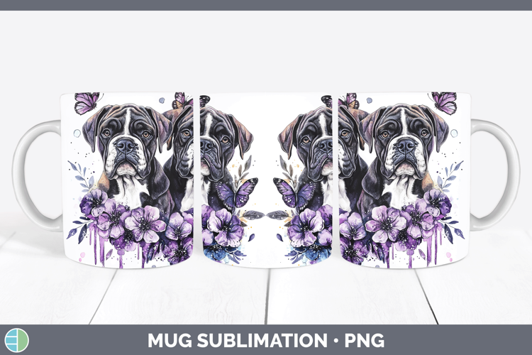 Dogs 03 Purple Drips Mastiff Mug Wrap Sublimation Coffee Cup