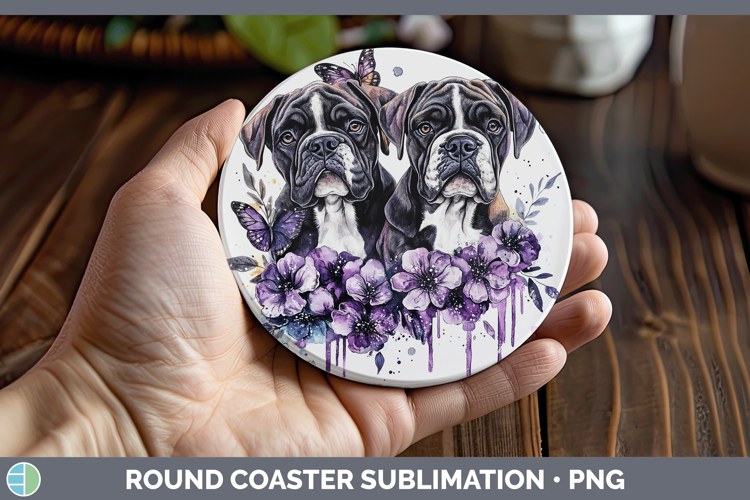 Dogs 03 Purple Drips Mastiff Round Coaster Sublimation Coast