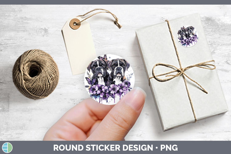 Dogs 03 Purple Drips Mastiff Stickers | Round Labels Designs