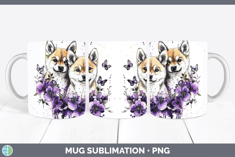 Dogs 03 Purple Drips Shiba Inu Mug Wrap Sublimation Coffee C