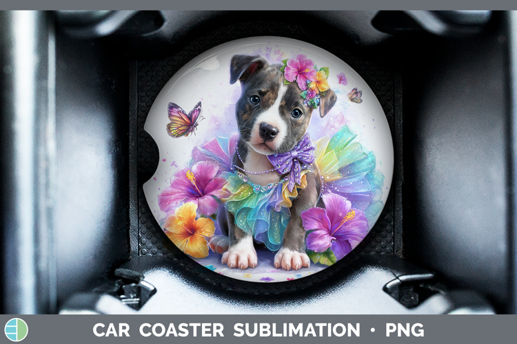 Dogs 03 Rainbow Summer American Staffordshire Car Coaster Su