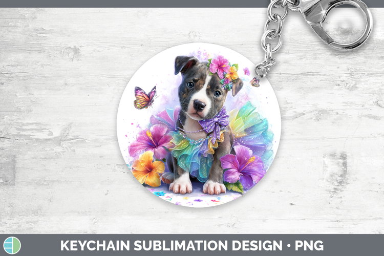 Dogs 03 Rainbow Summer American Staffordshire Keychain Subli