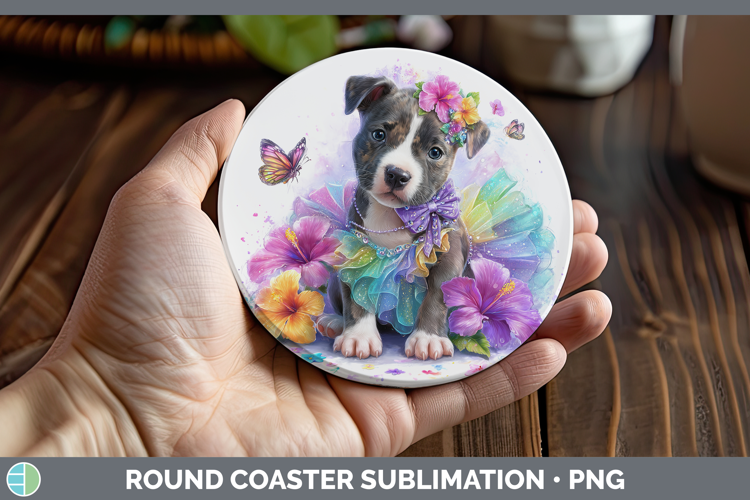 Dogs 03 Rainbow Summer American Staffordshire Round Coaster