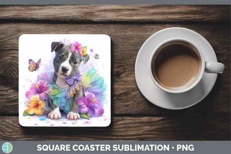 Dogs 03 Rainbow Summer American Staffordshire Square Coaster