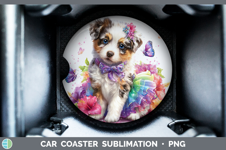 Dogs 03 Rainbow Summer Australian Cattle Dog Car Coaster Sub