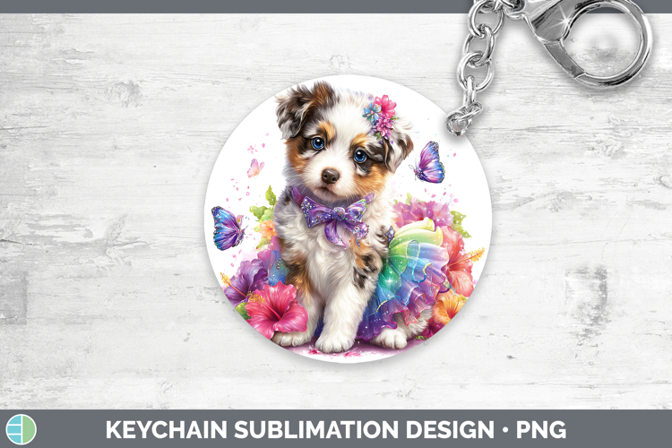 Dogs 03 Rainbow Summer Australian Cattle Dog Keychain Sublim