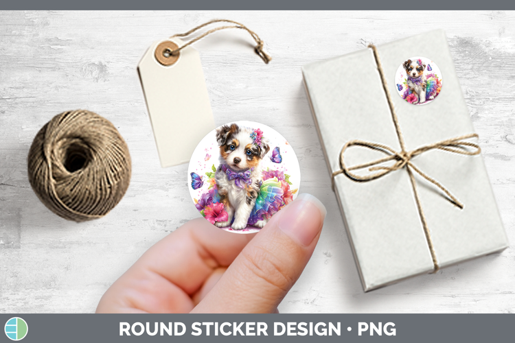 Dogs 03 Rainbow Summer Australian Cattle Dog Stickers | Roun