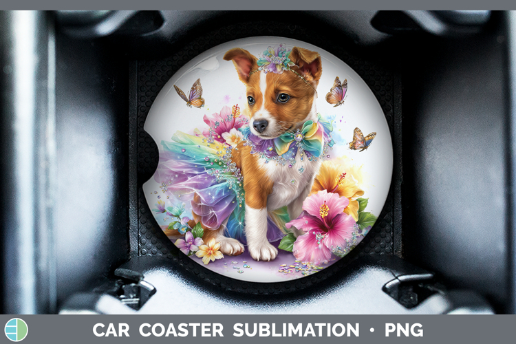 Dogs 03 Rainbow Summer Basenji Car Coaster Sublimation Desi
