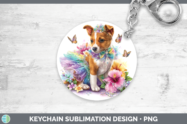 Dogs 03 Rainbow Summer Basenji Keychain Sublimation Keyring