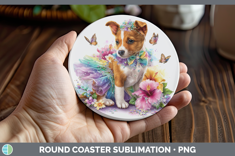 Dogs 03 Rainbow Summer Basenji Round Coaster Sublimation Coa