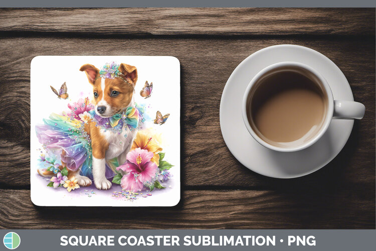 GorgeousDogs 03 Rainbow Summer Square Coaster design.