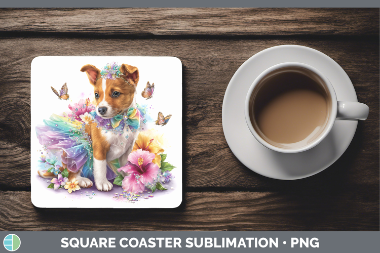 Dogs 03 Rainbow Summer Basenji Square Coaster Sublimation Co