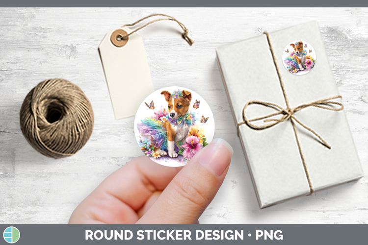 Dogs 03 Rainbow Summer Basenji Stickers | Round Labels Desig