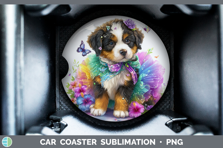 Dogs 03 Rainbow Summer Bernese Mountain Dog Car Coaster Subl