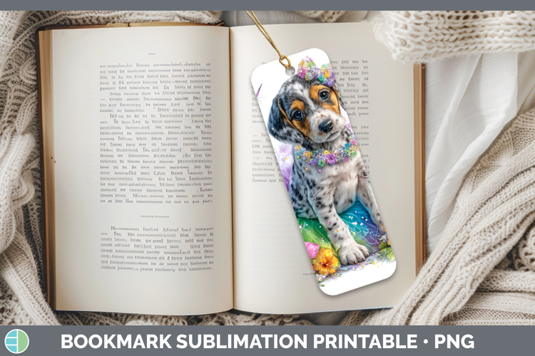 Dogs 03 Rainbow Summer Bluetick Coonhound Bookmark Sublimati