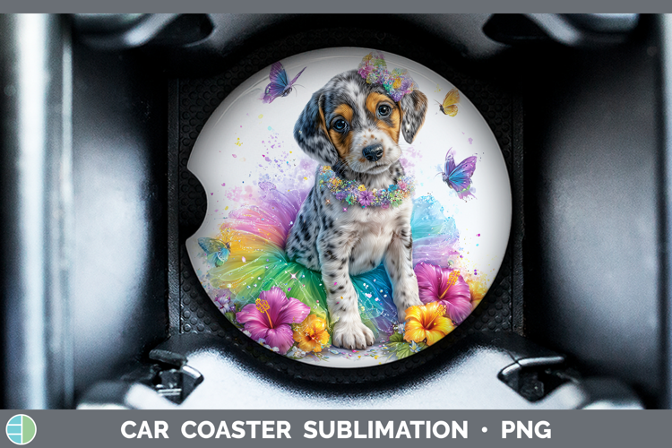Dogs 03 Rainbow Summer Bluetick Coonhound Car Coaster Sublim