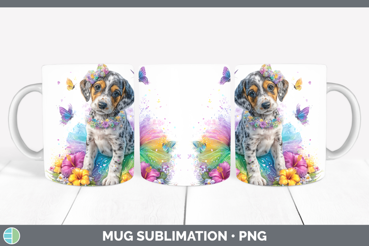 Dogs 03 Rainbow Summer Bluetick Coonhound Mug Wrap Sublimati