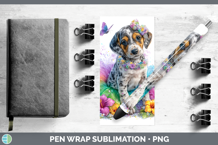 Dogs 03 Rainbow Summer Bluetick Coonhound Pen Wrap Sublimati