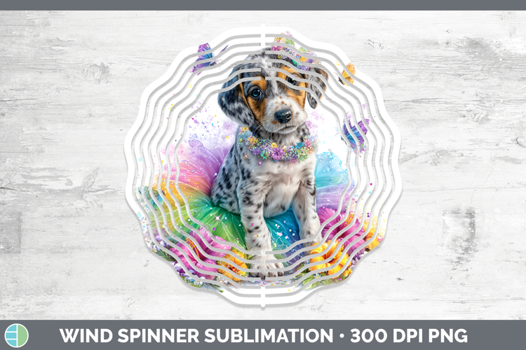 Dogs 03 Rainbow Summer Bluetick Coonhound Wind Spinner Subli