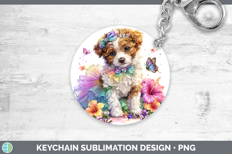 Dogs 03 Rainbow Summer Brittany Dog Keychain Sublimation Key