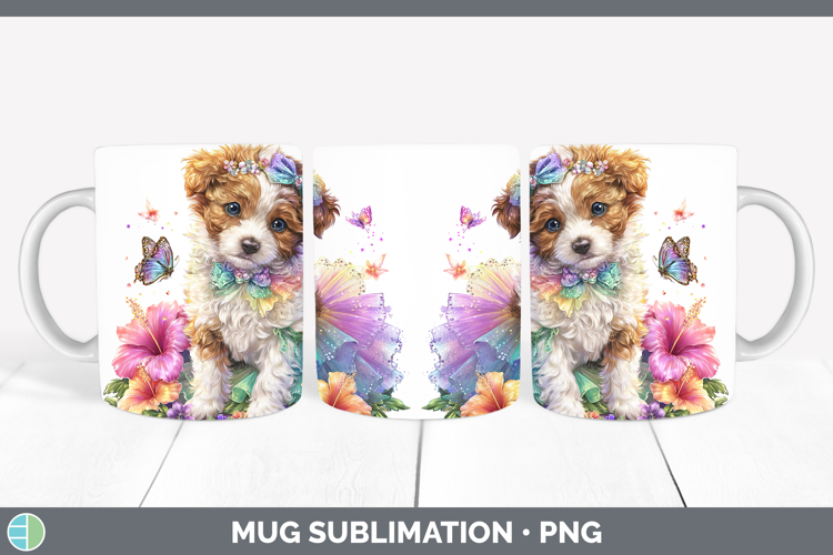 Dogs 03 Rainbow Summer Brittany Dog Mug Wrap Sublimation Cof