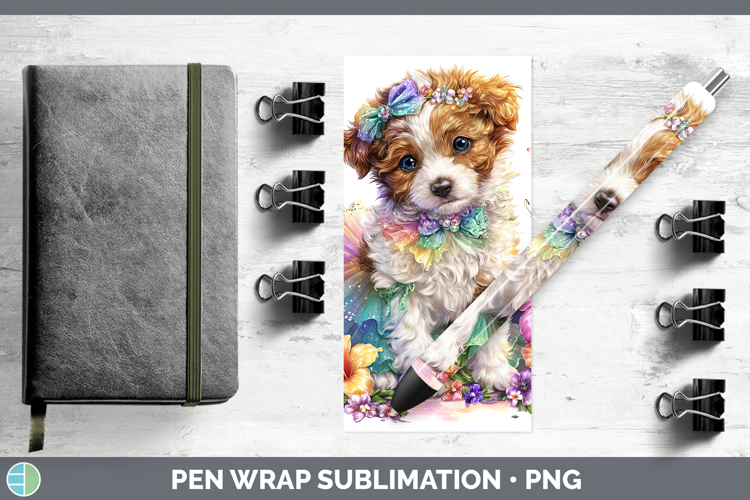 Dogs 03 Rainbow Summer Brittany Dog Pen Wrap Sublimation Pen