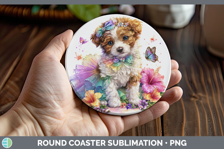 GorgeousDogs 03 Rainbow Summer Round Coaster design.