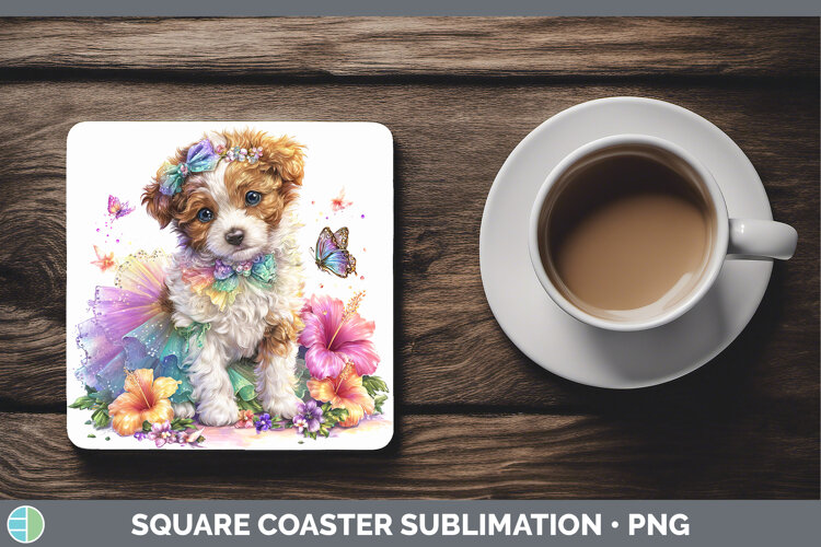 GorgeousDogs 03 Rainbow Summer Square Coaster design.