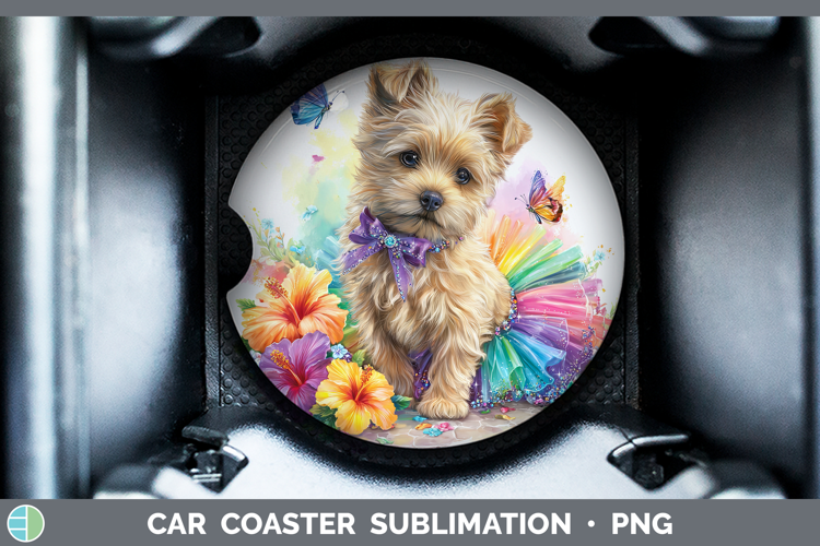 Dogs 03 Rainbow Summer Cairn Terrier Car Coaster Sublimation
