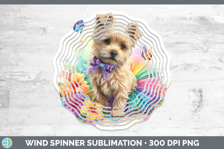 Dogs 03 Rainbow Summer Cairn Terrier Wind Spinner Sublimatio