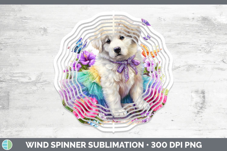 Dogs 03 Rainbow Summer Great Pyrenees Wind Spinner Sublimati