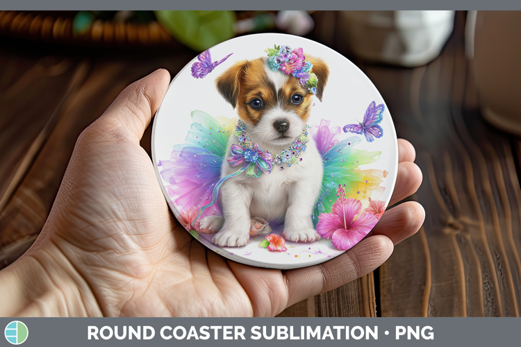 Dogs 03 Rainbow Summer Jack Russell Terrier Round Coaster Su