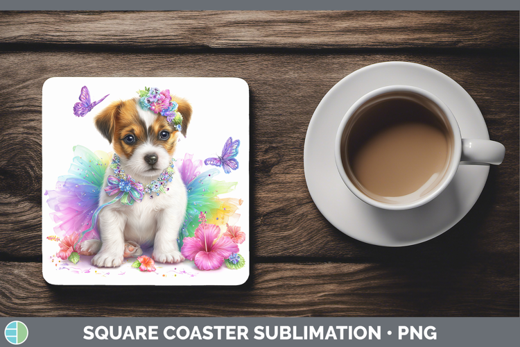 Dogs 03 Rainbow Summer Jack Russell Terrier Square Coaster S