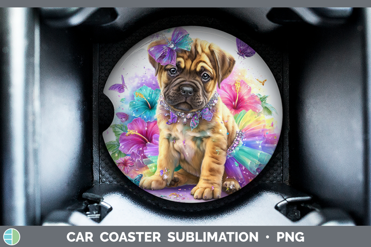 Dogs 03 Rainbow Summer Mastiff Car Coaster Sublimation Desi