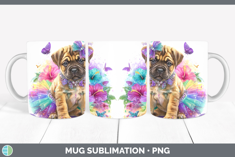 Dogs 03 Rainbow Summer Mastiff Mug Wrap Sublimation Coffee C