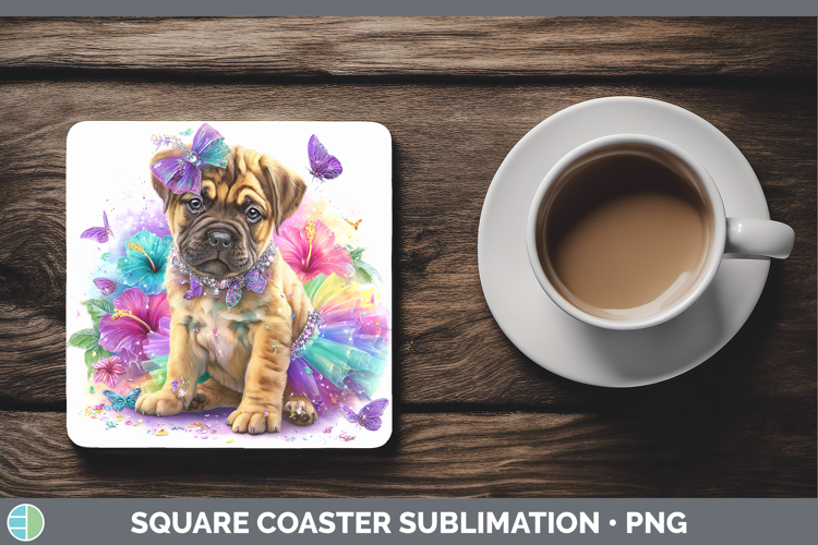 Dogs 03 Rainbow Summer Mastiff Square Coaster Sublimation Co