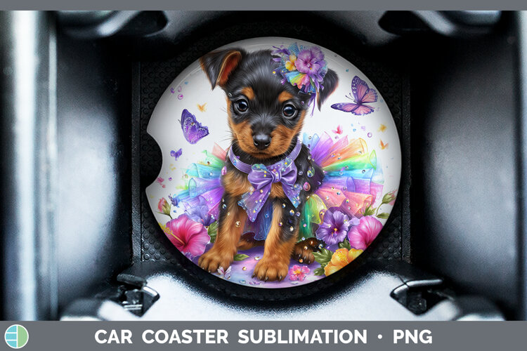 GorgeousDogs 03 Rainbow Summer Car Coaster design.