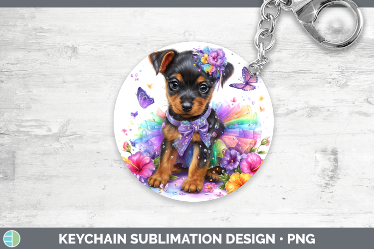 Dogs 03 Rainbow Summer Miniature Pinscher Keychain Sublimati