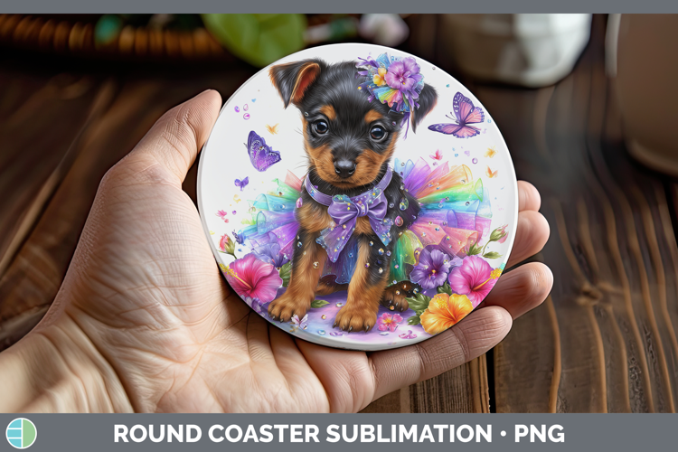 Dogs 03 Rainbow Summer Miniature Pinscher Round Coaster Subl
