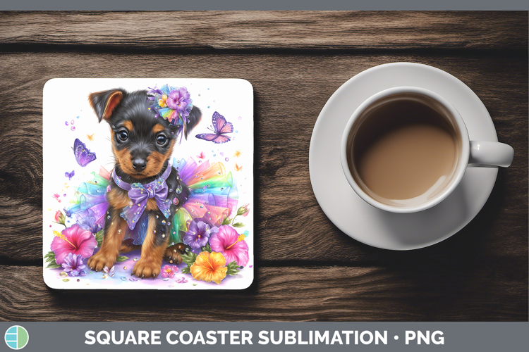 Dogs 03 Rainbow Summer Miniature Pinscher Square Coaster Sub