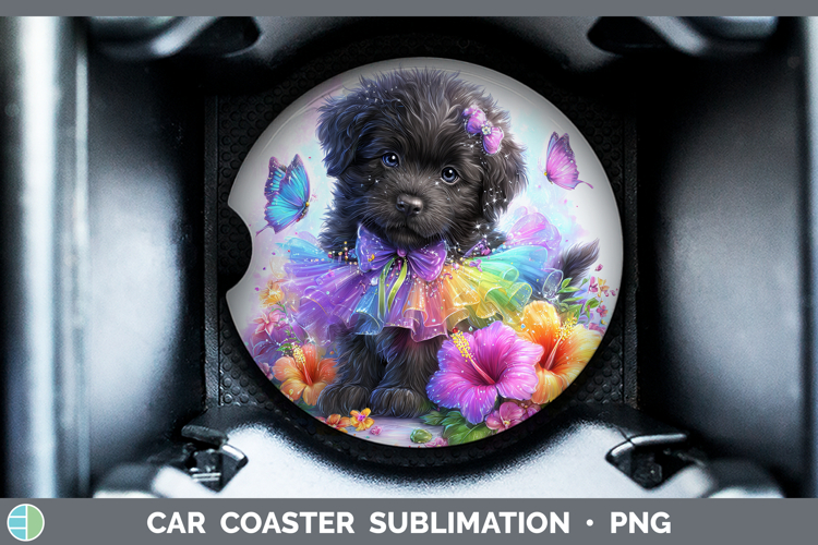 Dogs 03 Rainbow Summer Newfoundland Car Coaster Sublimation